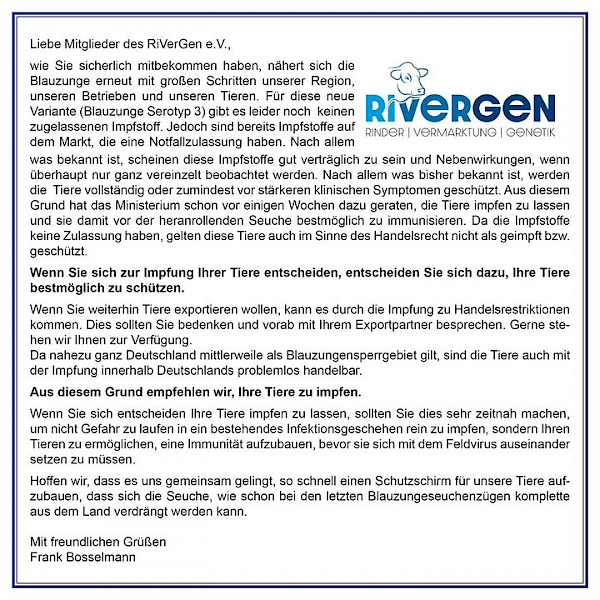 Gen Defekt Rinder Aktuell | RiVerGen | Rinder Vermarktung Genetik